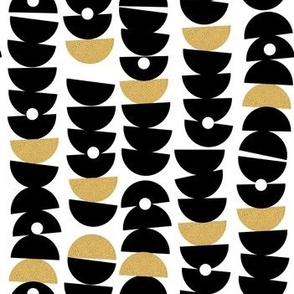 Small scale Black and golden midcentury half circles small scale  by art for joy lesja saramakova gajdosikova design