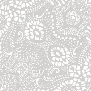 Mosaic Bandana Paisley - Large - light-grey and white