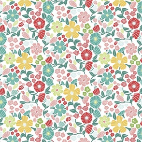 Flower Toss-Aqua-Coral-Summer Meadow Palette