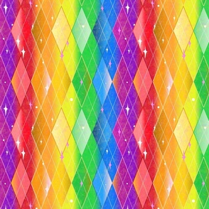 Very Rainbow! Rainbow Argyle - Bright Rainbow Gay Pride Color Stripes with Rainbow Diamonds - Rainbow ombre stripes -- 21.00in x 17.47in repeat -- 485dpi (31% of Full Scale)