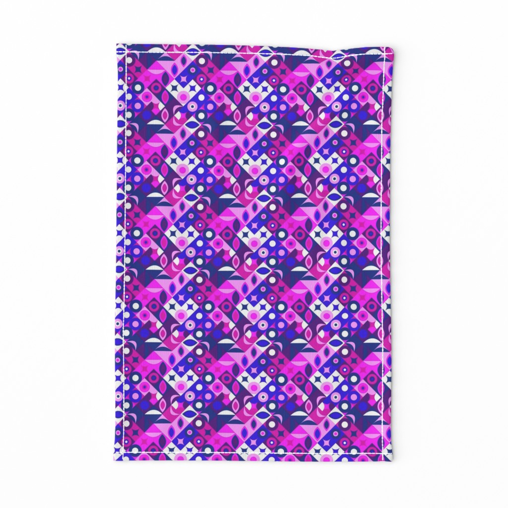 Smaller Mod Geometric in Bright Pink Navy Blue Fuchsia