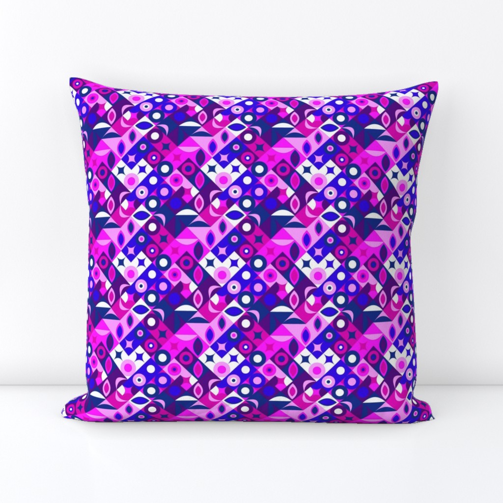 Smaller Mod Geometric in Bright Pink Navy Blue Fuchsia