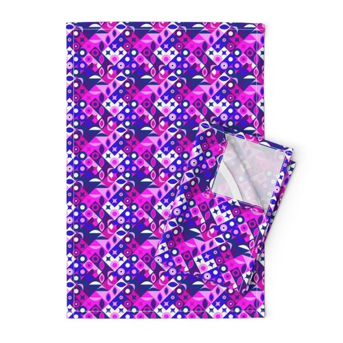 Smaller Mod Geometric in Bright Pink Navy Blue Fuchsia