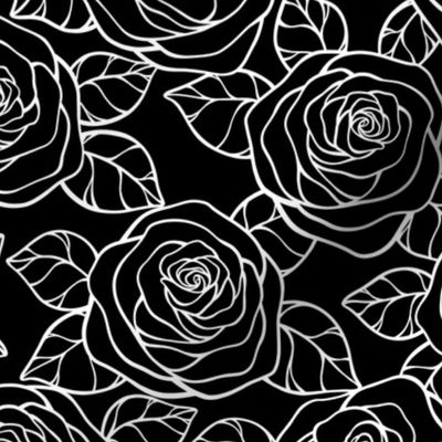 Rose Cutout Pattern - Black and White
