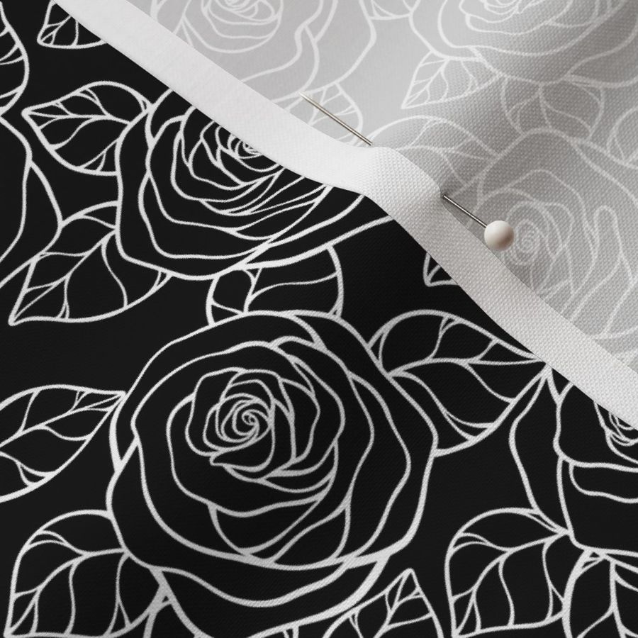 Small Rose Cutout Pattern - Black and White