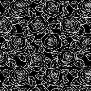 Small Rose Cutout Pattern - Black and White