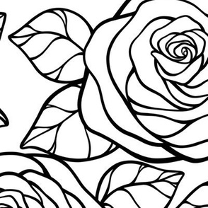 Jumbo Rose Cutout Pattern - White and Black