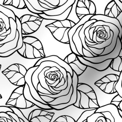 Rose Cutout Pattern - White and Black