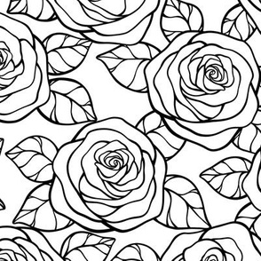 Rose Cutout Pattern - White and Black