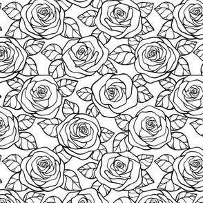 Small Rose Cutout Pattern - White and Black