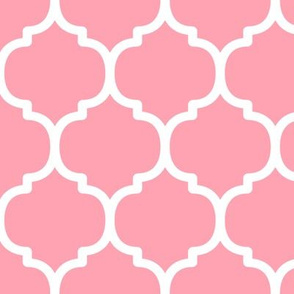 Large Moroccan Tile Pattern - Pink and White
