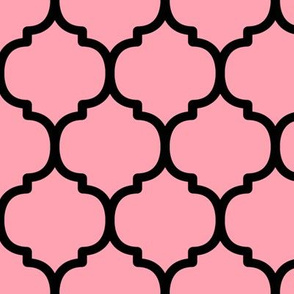 Large Moroccan Tile Pattern - Pink and Black