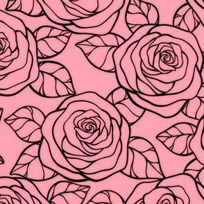 Rose Cutout Pattern - Pink and Black