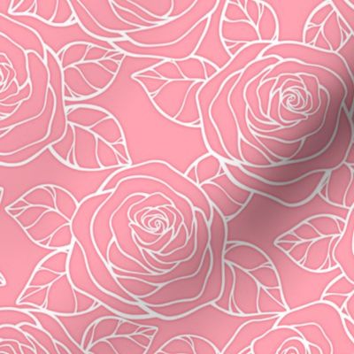 Rose Cutout Pattern - Pink and White