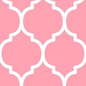 Extra Large Moroccan Tile Pattern - Pink and White