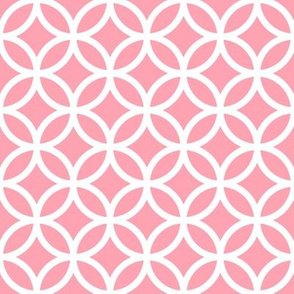 Interlocked Circles Pattern - Pink and White