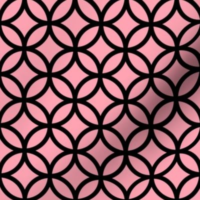 Interlocked Circles Pattern - Pink and Black