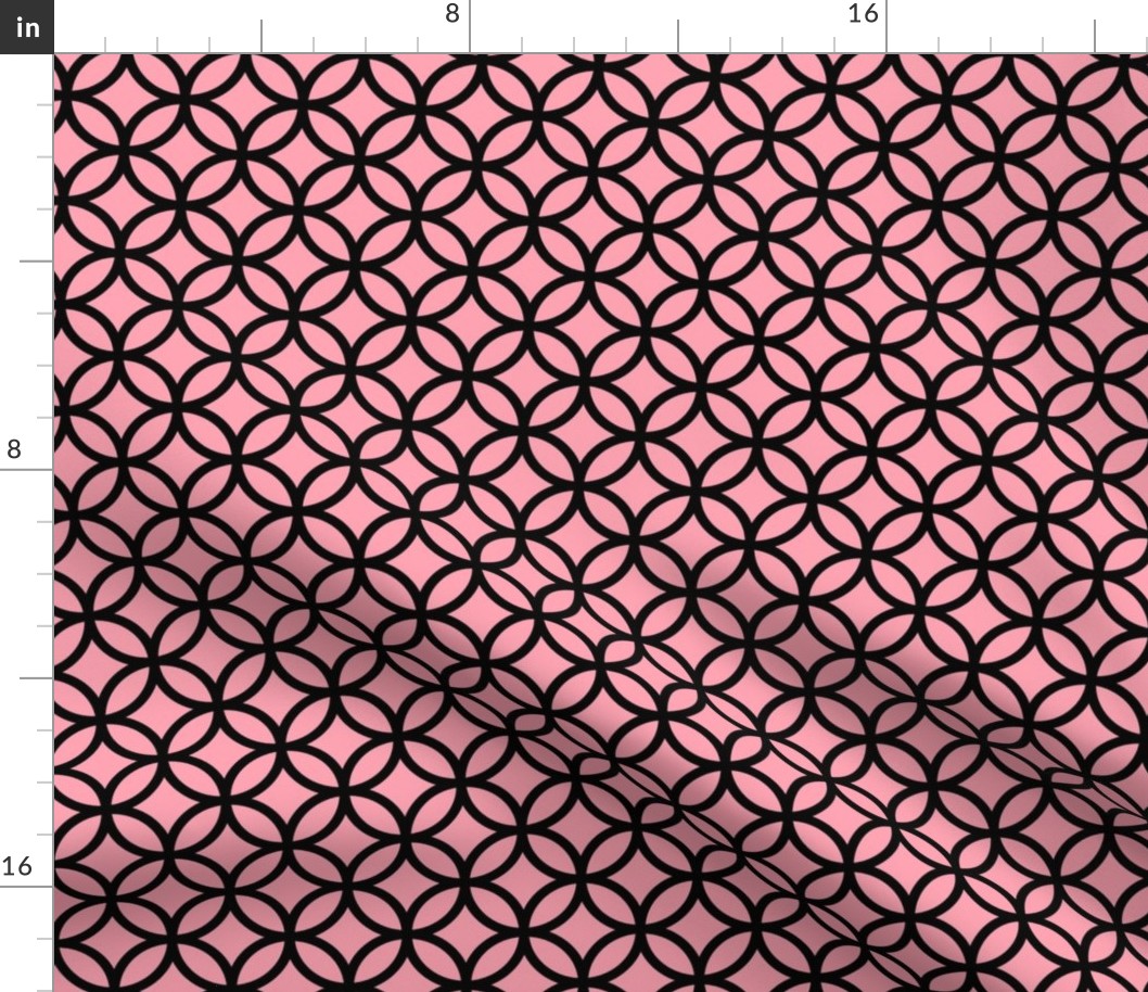 Interlocked Circles Pattern - Pink and Black