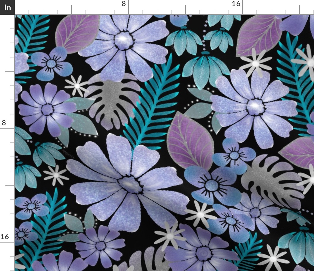Tropical Floral at Night -  Jumbo Scale