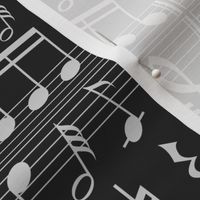 Music Note Fabric - Black - Bigger Scale