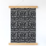 Music Note Fabric - Black - Bigger Scale