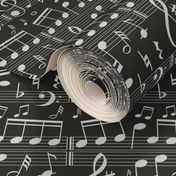 Music Note Fabric - Black - Bigger Scale