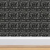 Music Note Fabric - Black - Bigger Scale