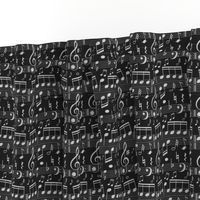 Music Note Fabric - Black -  Smaller Scale