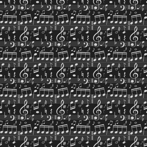 Music Note Fabric - Black -  Smaller Scale