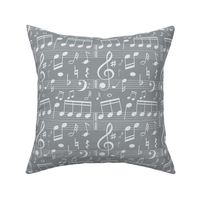 Music Note Fabric - Grey -  Bigger Scale