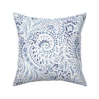 Large Paisley Garden Grows – white and blue