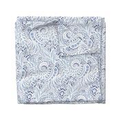 Large Paisley Garden Grows – white and blue