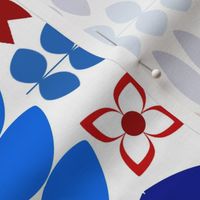 Scandinavian Flowers - Large Scale Patriotic Red White and Blue
