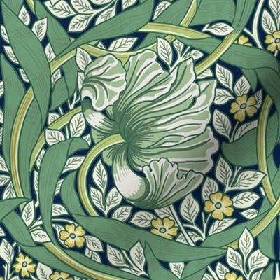 William Morris Pimpernel Green  Floral Medium Scale