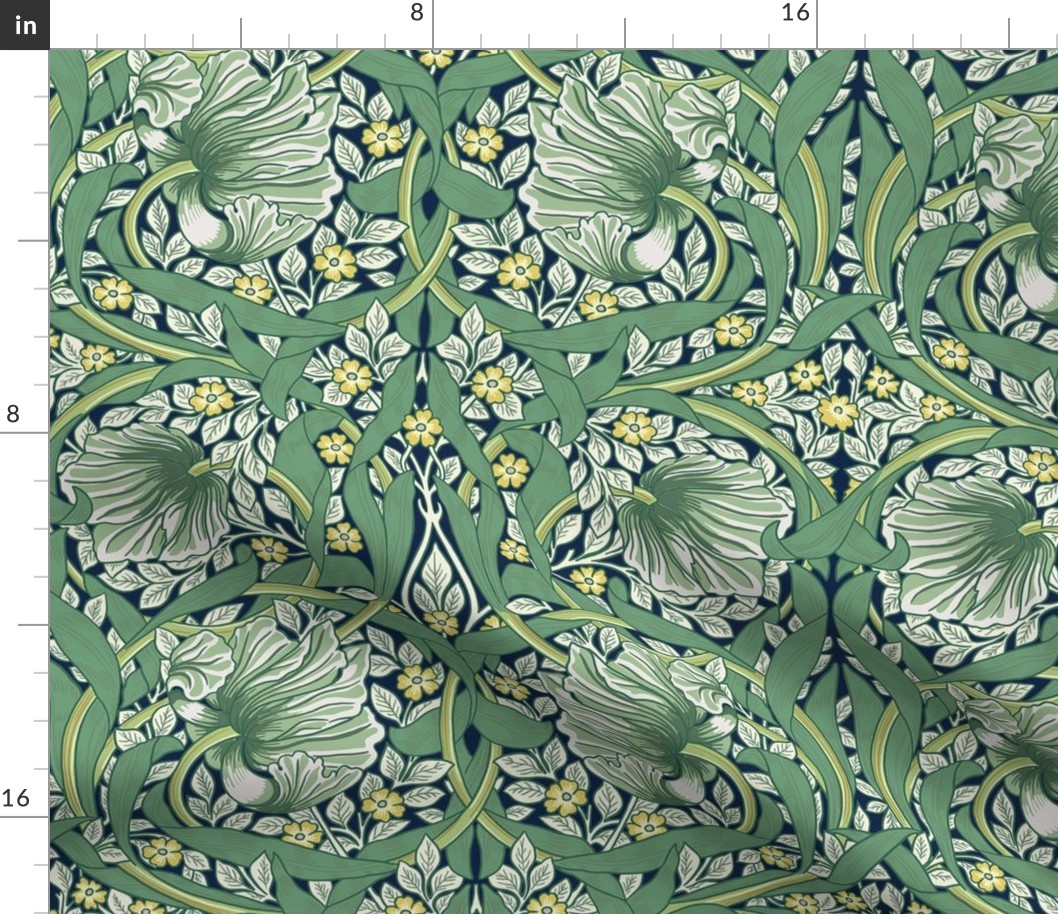 William Morris Pimpernel Green  Floral Medium Scale