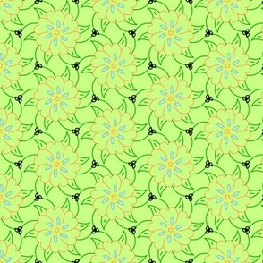 Floral Vine on Lime Background