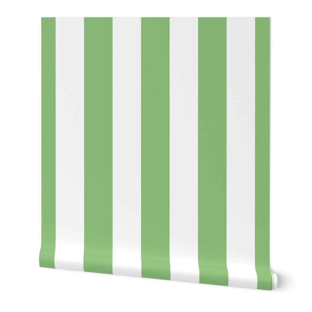 3" Spring Green and White Cabana Stripe