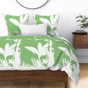 PANEL C Palm Mural Silhouette White on Spring Green