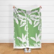 PANEL C Palm Mural Silhouette White on Spring Green