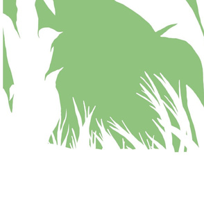 PANEL C Palm Mural Silhouette White on Spring Green
