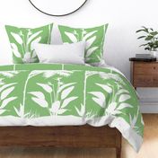 PANEL B Palm Mural Silhouette Spring Green on White