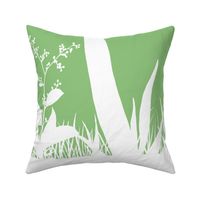 PANEL A Palm Mural Silhouette White on Spring Green