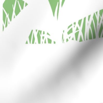 PANEL A Palm Mural Silhouette White on Spring Green