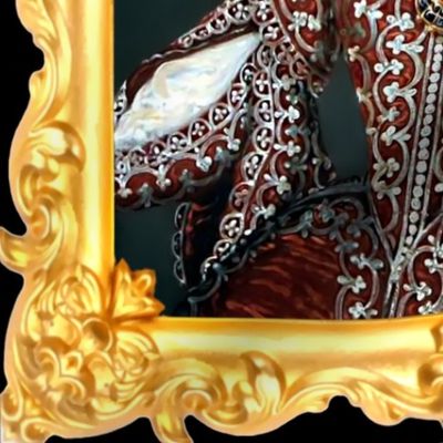 gold Marie Antoinette inspired princesses red maroon white gowns lace baroque victorian beautiful lady woman twintails hair buns floral flowers twin tails pigtails beauty portraits ballgowns rococo  elegant gothic lolita egl 18th  century neoclassical  hi