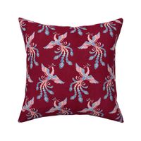 Whimsy Phoenix Birds (burgundy red)