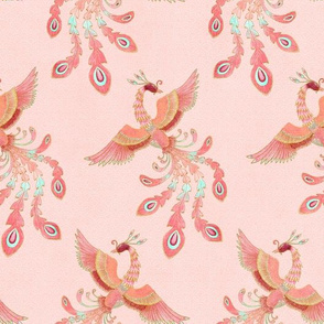 Whimsy Phoenix Birds (pastel peach) 10”
