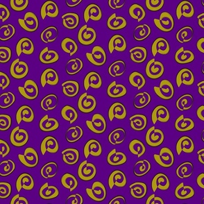 Abstract Cinnamon Swirls in Purple and Mustard