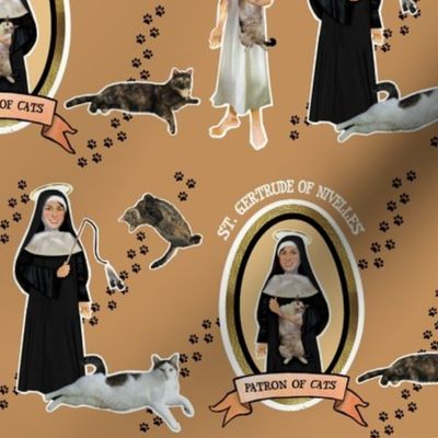 Patron Saint of Cats Catholic icon fabric