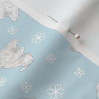 Tiny West Highland White Terrier - winter snowflakes