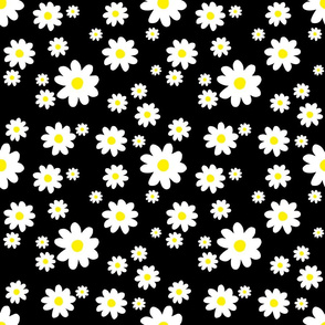 Spring Daisy Pattern Black and White